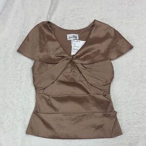 Joseph Ribkoff Brown Fitted Cap Sleeve Blouse